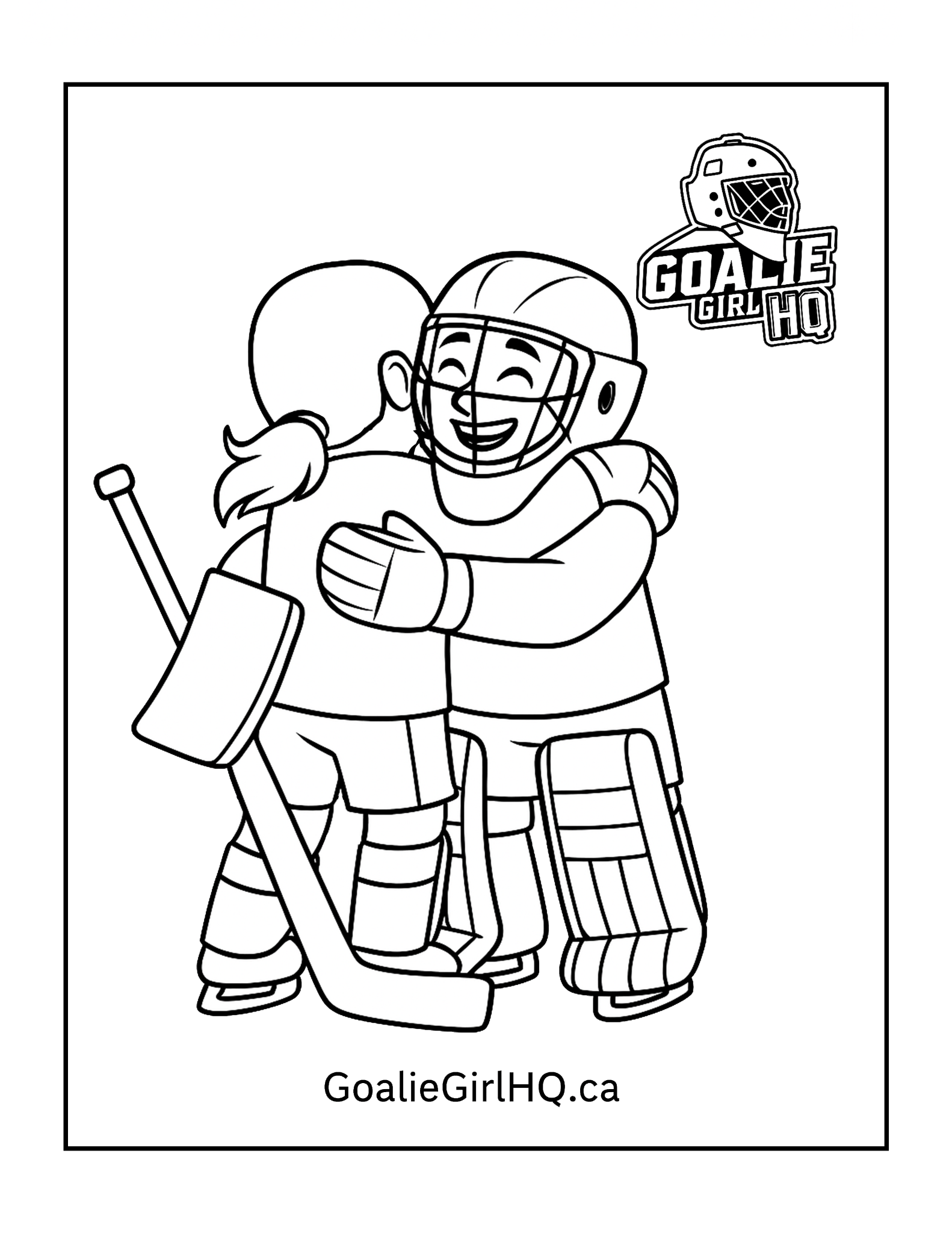 Goalie friendship colouring-page preview